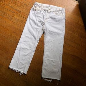 Mango High Waist Bootcut Jeans with frayed hem, Cream Size 10 in great condition